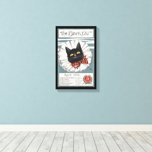 De zwarte kat, onbekende kunstenaar canvas afdruk (Insitu (Houten vloer))