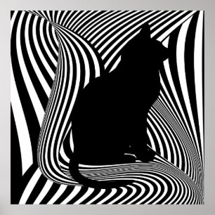 De zwarte kat - optische Art Studio Poster