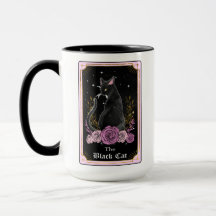 De zwarte kat Tarot-kaart roze Witchy Celestial