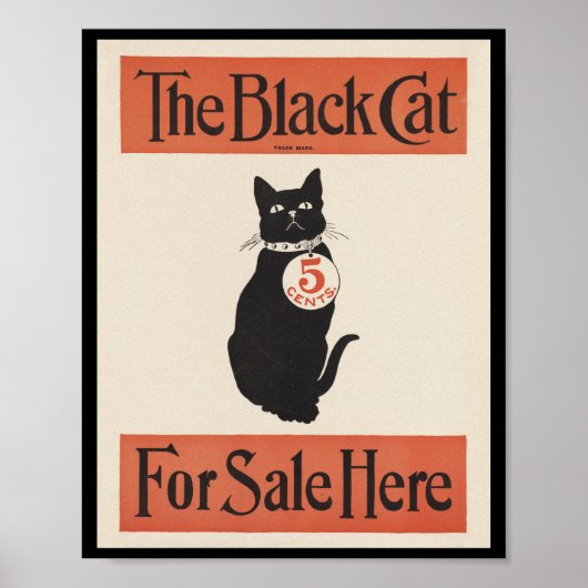 De zwarte kat te koop hier poster (Voorkant)