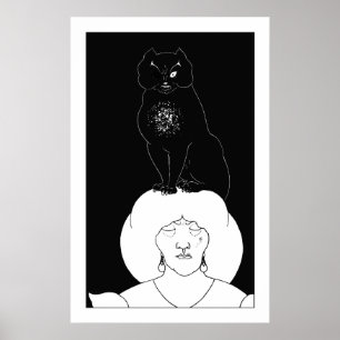 De zwarte kat van Aubrey Beardsley Poster print