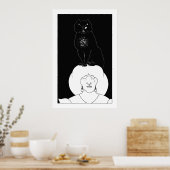 De zwarte kat van Aubrey Beardsley Poster print (Keuken)