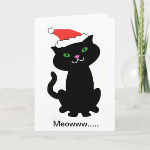 De zwarte Kerstkaart van de Kat Feestdagen Kaart