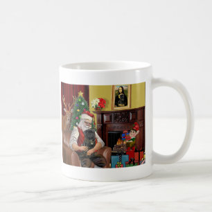 De zwarte mopshond van de kerstman koffiemok