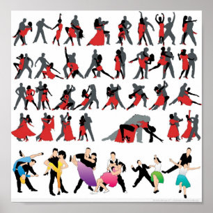 DE ZWARTE RODE DIGITALE DANS VAN DE DANSERS VAN DE POSTER