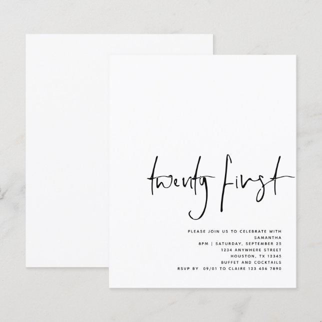 De Zwarte Witte 21e verjaardag van het Manuscript  (Voorkant / Achterkant)