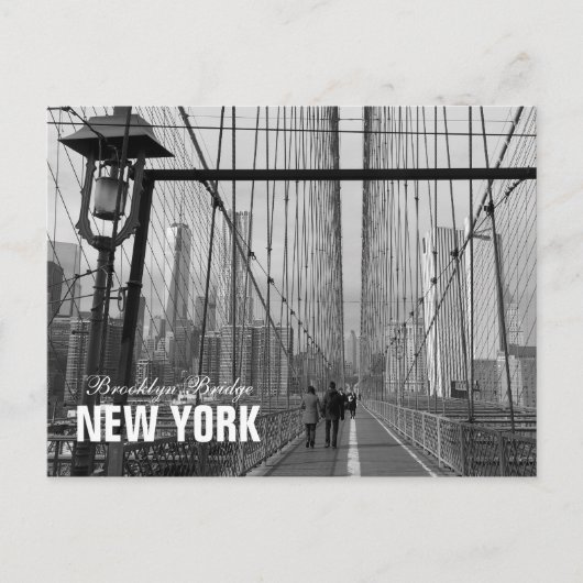 De zwarte Witte Brug van Brooklyn - NY New York nr Briefkaart (Voorkant)