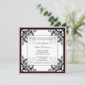 De zwarte, Witte en Peach Baroque Uitnodiging van  (Staand voorkant)