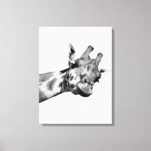 De zwarte witte foto van giraf Afrikaanse Canvas Afdruk