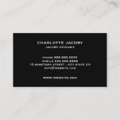 De zwarte & Witte Professionele Stijl van het Visitekaartje (Achterkant)