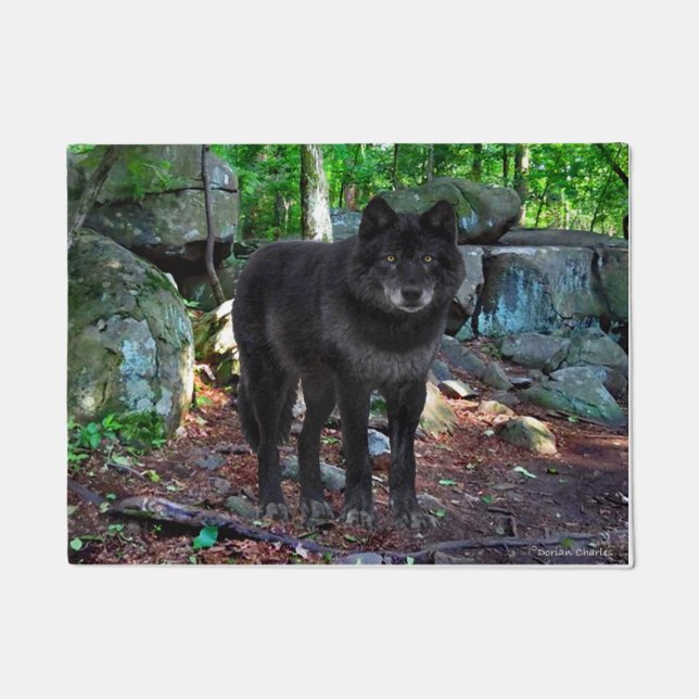 "De zwarte wolf" Doormat Deurmat (Voorkant)