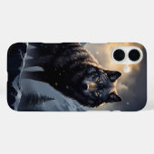 De zwarte wolf in de besneeuwde bergen Case-Mate iPhone case (Achterkant (horizontaal))