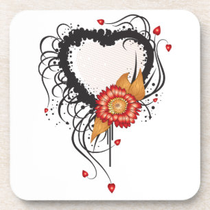 De zwarte Zonnebloem van het Hart Grunge Drankjes Onderzetter