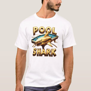 De zwembadhaai: meester van de Cue T-shirt