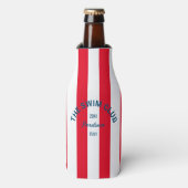 De zwemclub Crest Red Cabana Stripe Flesjeskoeler (Fles Voorkant)