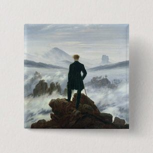 De zwerver boven het Zee Fog, 1818 Vierkante Button 5,1 Cm