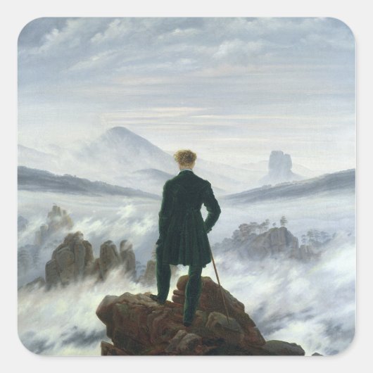 De zwerver boven het Zee Fog, 1818 Vierkante Sticker (Voorkant)
