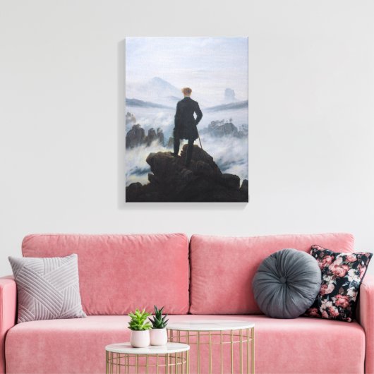 De zwerver boven het Zee Fog Canvas Afdruk (Insitu (Woonkamer))