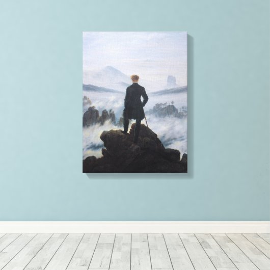 De zwerver boven het Zee Fog Canvas Afdruk (Insitu (Houten vloer))