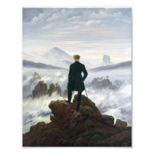 De zwerver boven het Zee Fog Foto Afdruk