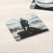 De zwerver boven het Zee Fog, Friedrich Vierkante Kartonnen Onderzetter (Schuin)