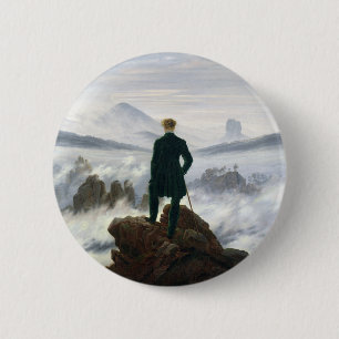 De zwerver boven het Zee Fog Ronde Button 5,7 Cm