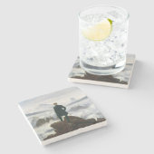 De zwerver boven het Zee Fog Stenen Onderzetter (Zijkant)