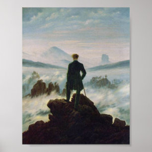 De zwerver boven het zee mist poster