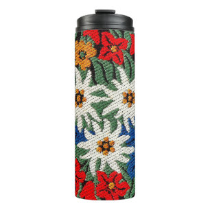 De Zwitserse Alpiene Bloem van het edelweiss Thermosbeker