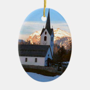 De Zwitserse kerk in de bergen Keramisch Ornament