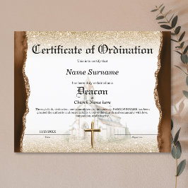 Deacon Church Certificaat van Ordinatie