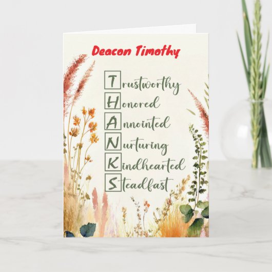 Deacon Clergy Appreciation Day Custom Name Thanks Kaart (Voorkant)