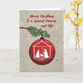 Deacon en Wife kerstversiering met Manger Kaart (Gele Bloem)