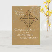 Deacon Jubileum van Ordination Gold Cross Kaart (Gele Bloem)