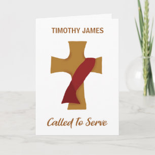 Deacon Ordination Gefeliciteerd Rode Stole Cross Kaart