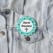 Deaconess Aqua Blauwgroen Blue Kente Cloth Button (In situ)