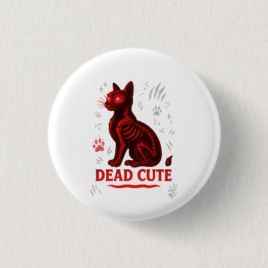 Dead Cute – Halloween Cat T-Shirt Ronde Button 3,2 Cm (Voorkant)