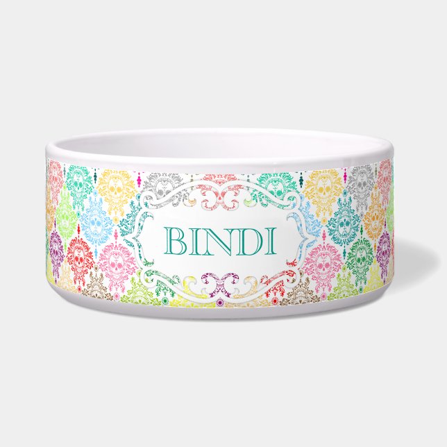 Dead Damask - Aangepaste naam Dog Bowl Voerbakje (Voorkant)