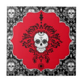 Dead Damask - Chic Framed Sugar Skull Tile Tegeltje (Voorkant)
