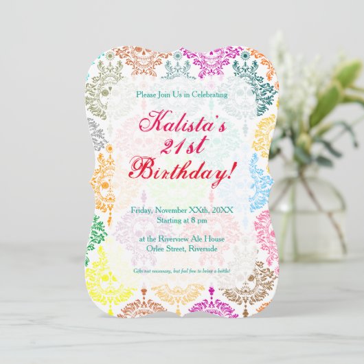 Dead Damask - Chic Sugar Skull Aangepaste Uitnodig Kaart (Staand voorkant)