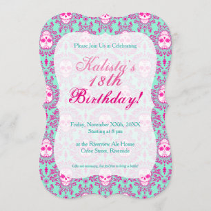 Dead Damask - Chic Sugar Skull Aangepaste Uitnodig Kaart