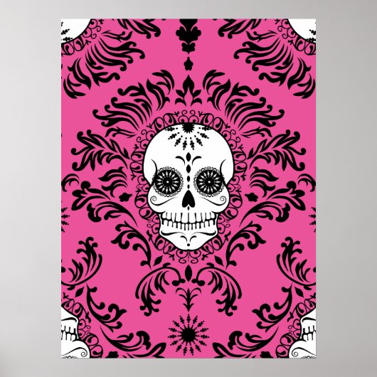 Dead Damask - Chic Sugar Skull Art Poster (Devant)