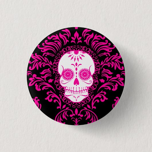 Dead Damask - Chic Sugar Skull Button Pin (Voorkant)