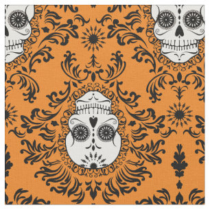 Dead Damask - Chic Sugar Skull Damask Patroon Stof