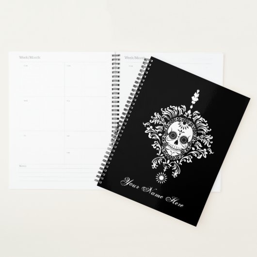 Dead Damask Chic Sugar Skull White op zwart Planner (Display)