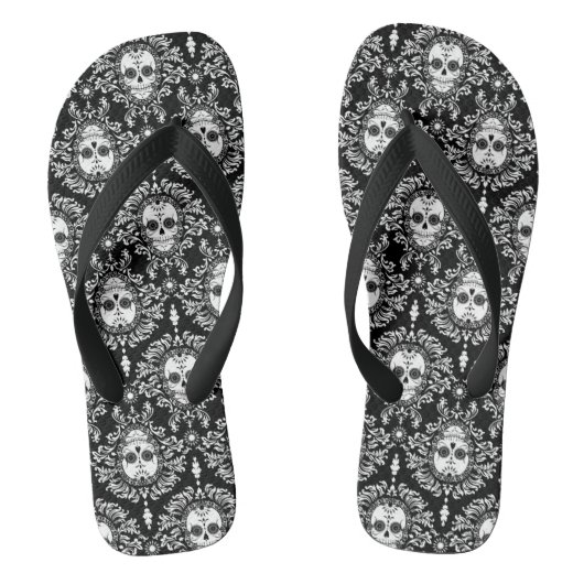 Dead Damask - Chic Sugar Skulls Pattern-Teenslippe Teenslippers (Voetbed)
