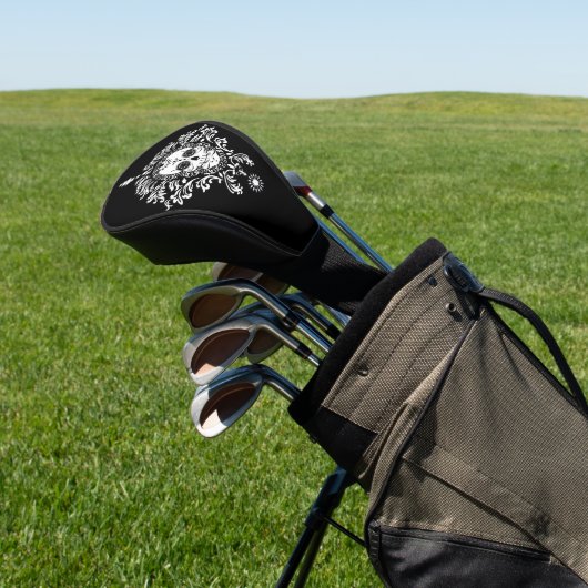 Dead Damask Chic White Sugar Skull Golf Hoesje Golfheadcover (Insitu)