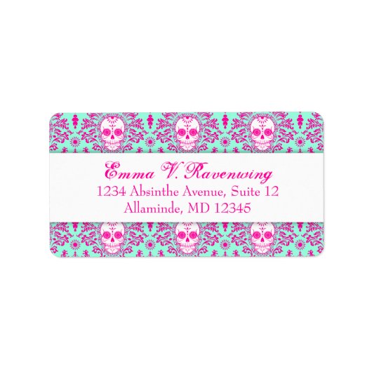 Dead Damask - Custom Sugar Skull Adresetiketten Etiket (Voorkant)