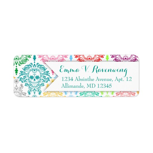 Dead Damask - Custom Sugar Skull retouradres Etiket (Voorkant)