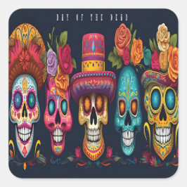Dead Day Party Sugar Skull Halloween-feestdag Vierkante Sticker